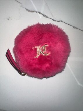 Small Plush Fuchsia Pom Keychain / Coin wallet